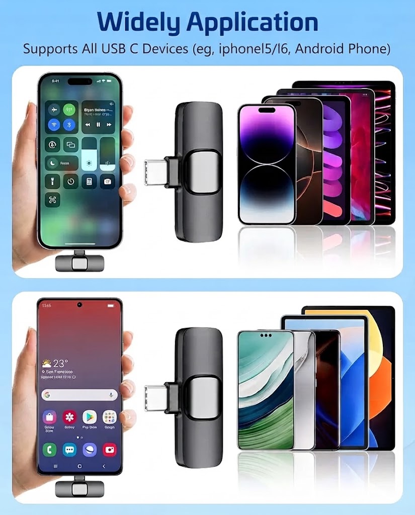Dual Clip-On Bluetooth Mic, 2-Person Wireless Microphone with Reverb, Noise Reduction, Clear Sound for TikTok, YouTube, Vlogging, Podcast & Interviews