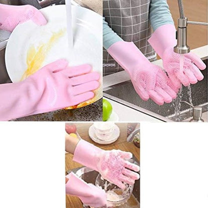 Silicone Washing Full Finger Gloves - For Home