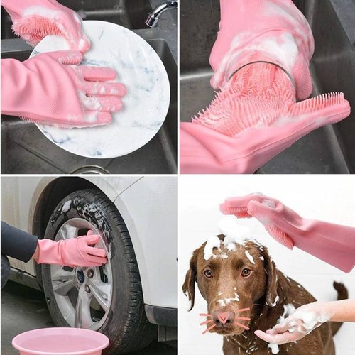 Silicone Washing Full Finger Gloves - For Home