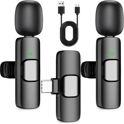 Dual Clip-On Bluetooth Mic, 2-Person Wireless Microphone with Reverb, Noise Reduction, Clear Sound for TikTok, YouTube, Vlogging, Podcast & Interviews