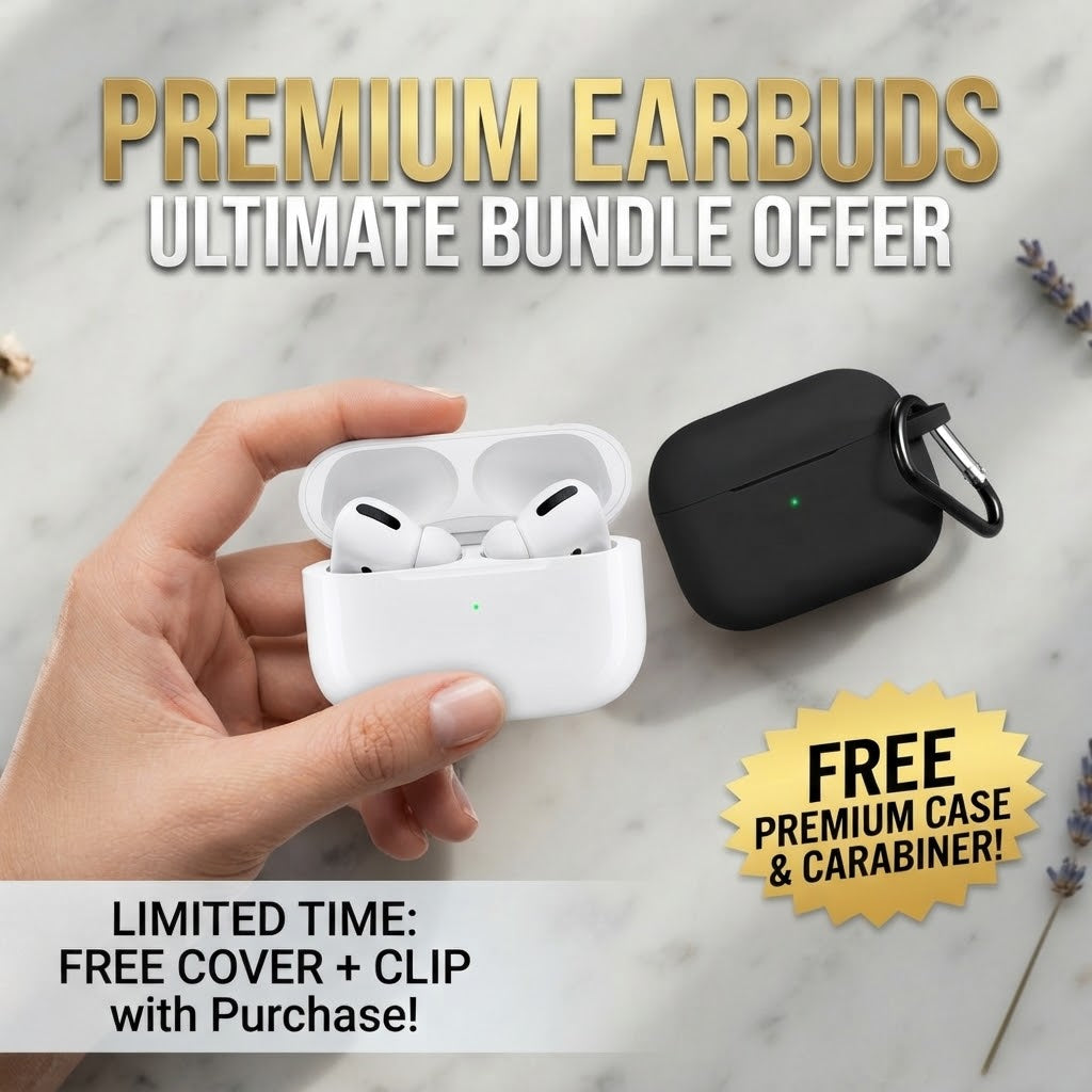 Wireless Earbuds with Protective Silicone Cover & Keychain Clip